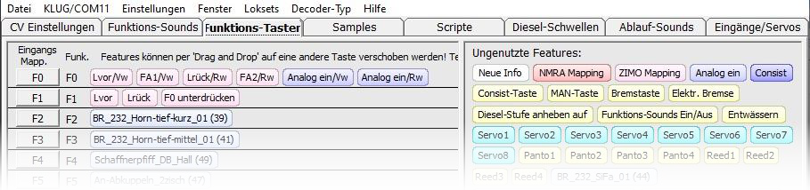screenshot aus Funktionstasten-Belegung in Sound Editor