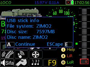 Screenshot of the MX33 display with current process