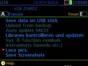 Screenshot of the MX33 display with current process