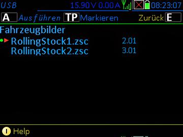 Screenshot des MX33-Displays mit aktuellem Vorgang